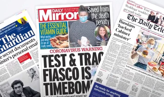 Tuesday's national newspaper front pages