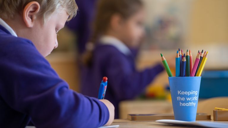 A pupil in class at Queen's Hill Primary School, Costessey, Norfolk, as pupils in Reception, Year 1 and Year 6, begin to return to school as part of a wider easing of lockdown measures in England.