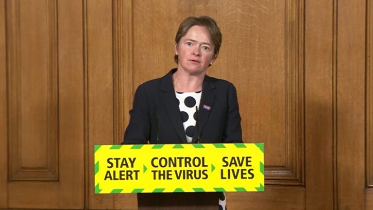 Screen grab of Baroness Dido Harding, executive chairwoman of NHS Test and Trace, during a media briefing in Downing Street, London, on coronavirus (COVID-19).