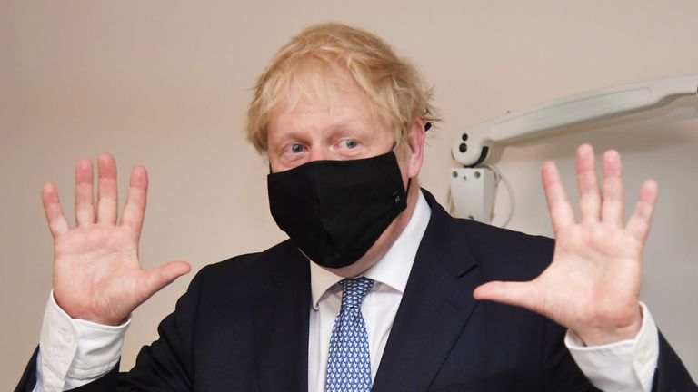 LONDON, ENGLAND - JULY 24:  (Alternate crop of #1227758502) Prime minister Boris Johnson wears a face mask as he visits Tollgate Medical Centre in Beckton on July 24, 2020 in London, England. (Photo by Jeremy Selwyn - WPA Pool/Getty Images)