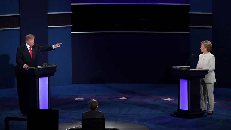Donald Trump (L) took on Democratic presidential nominee Hillary Clinton in the third debate 
