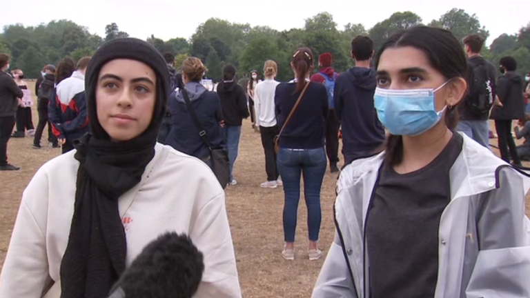 Noor Abdin (left) and Safaa Badar said they were left angry by the exam result row