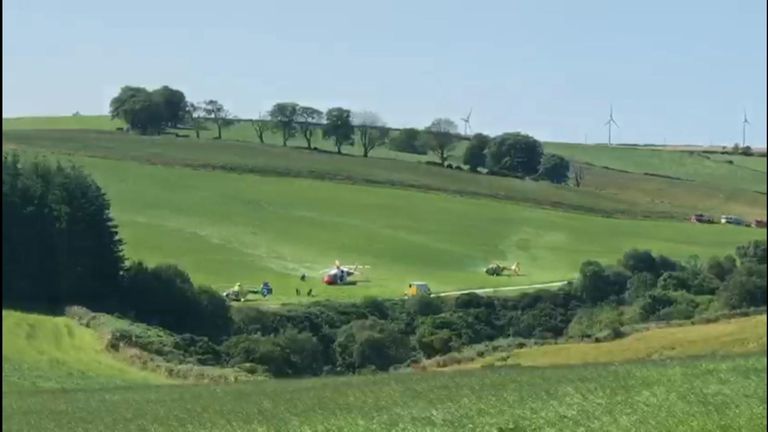 Emergency services are at the scene of a train derailment in Aberdeenshire. Pic: Lewis McKay