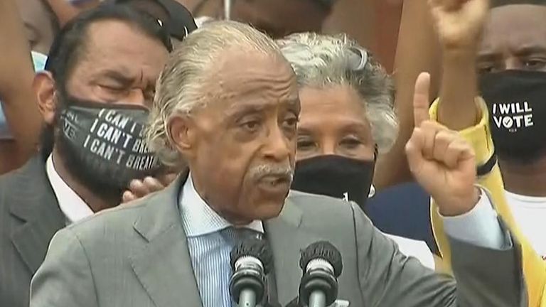 Reverend Al Sharpton speaking in Washington DC