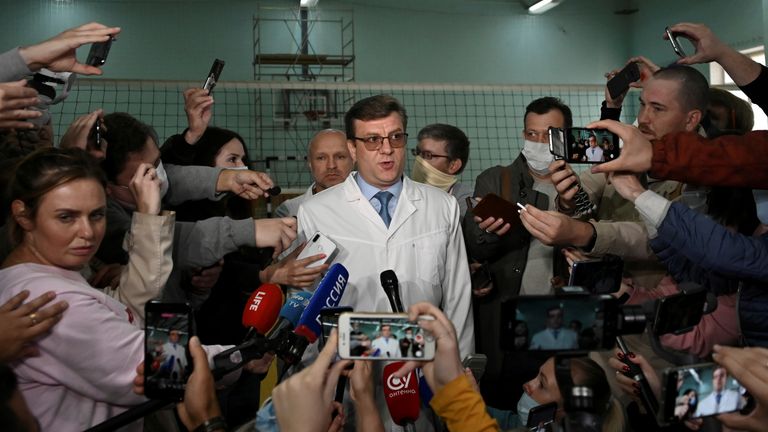 Chief doctor Alexander Murakhovsky tells media in Osmk, Russia there is no trace of poison in Mr Navalny&#39;s body
