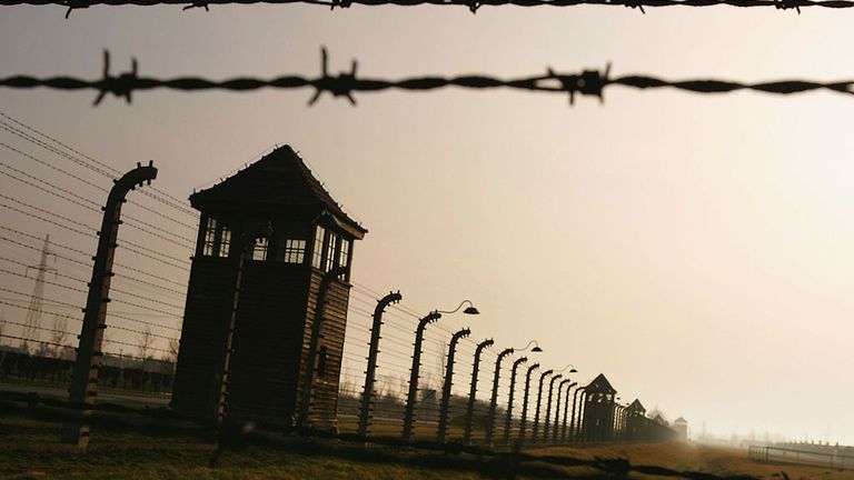 BREZEZINKA - POLAND:  Watch towers surrounded by mulitiple high voltage fences at Auschwitz II . Birkenau which was built in March 1942 in the village of Brzezinka, Poland. The camp was liberated by the Soviet army on January 27, 1945, January 2005 will be the 60th anniversary of the liberation of the extermination and concentration camps, when survivors and victims who suffered as a result of the Holocaust will commemorated across the world. (Photo by Scott Barbour/Getty Images) 