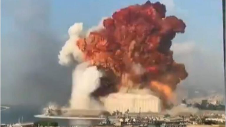 Footage shows the moment a large building explodes