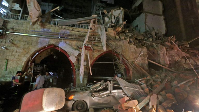 A street in the centre of Lebanon&#39;s capital Beirut was wrecked in the blast