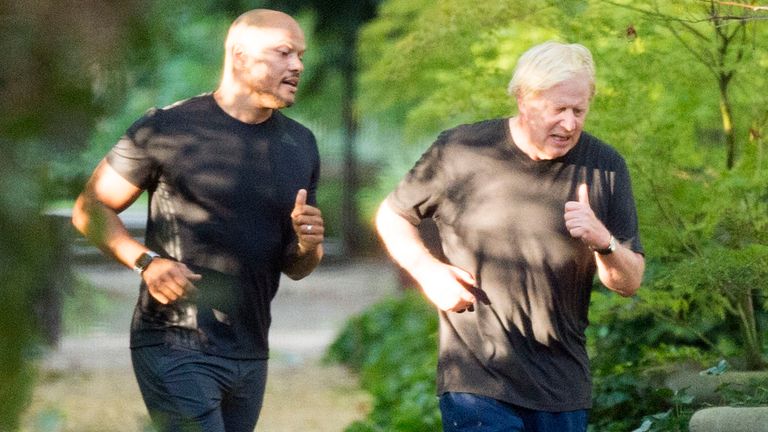 The prime minister was spotted on a run with Harry Jameson