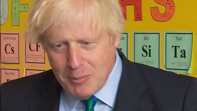 Boris Johnson says face coverings in schools will not be worn in the classroom