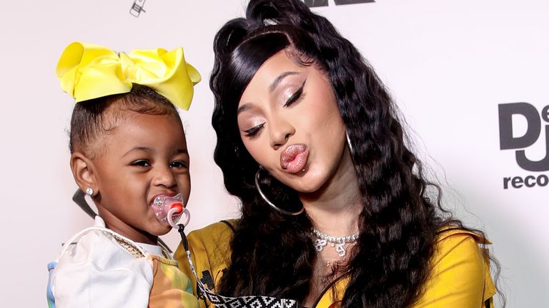 Rapper Cardi B with her daughter Kulture