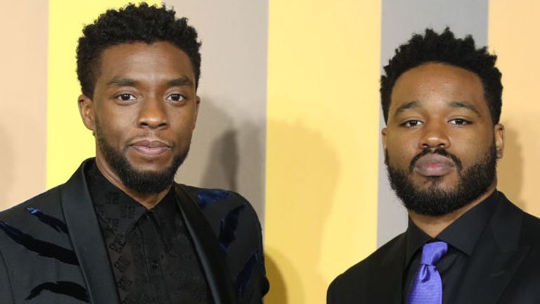 LONDON, ENGLAND - FEBRUARY 08: Chadwick Boseman and Ryan Coogler attend the European Premiere of 'Black Panther' at Eventim Apollo on February 8, 2018 in London, England. (Photo by Mike Marsland/Mike Marsland/WireImage)
