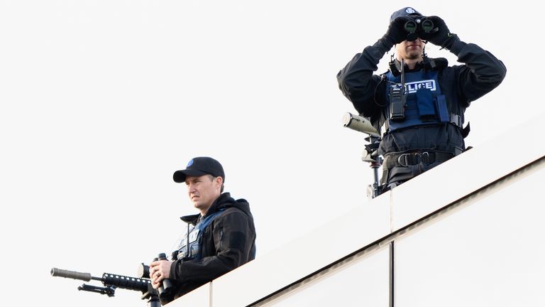 Police snipers on the roof of Christchurch High Court