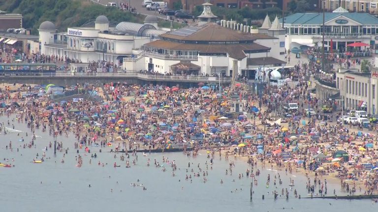 People have once again flocked to beaches in Bournemouth