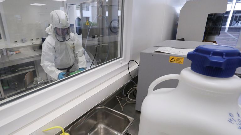 Laboratory testing for the coronavirus at the University of Liege in Belgium