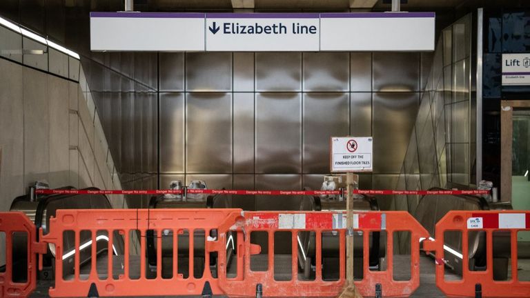 A general view of one of the entrances of Farringdon Crossrail station 