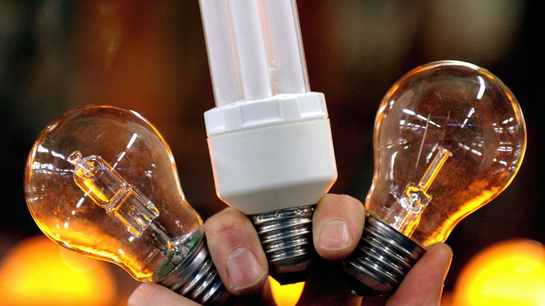 Energy-saving light bulbs (C and L) and an incandescent one (R) are seen on December 17, 2008 in Molsheim, eastern France, at French light bulbs firm Osram factory. The European Union (UE) decided to phase out traditional household light bulbs by September 2012 in favour of new energy-saving models that use a fraction of the electricity. AFP PHOTO / FREDERICK FLORIN (Photo credit should read FREDERICK FLORIN/AFP via Getty Images)
