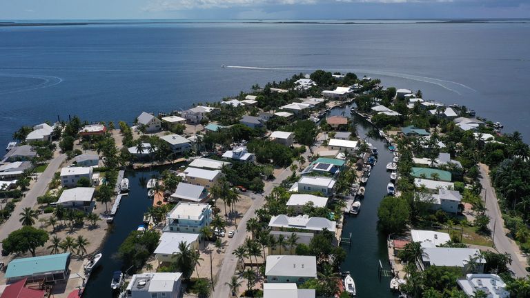 defaultKEY LARGO, FLORIDA - JULY 08: In this aerial photo from a drone, a neighborhood is seen on July 8, 2020 in Key Largo, Florida. 11 cases of the dengue fever have been confirmed in the Florida Keys and all have been in Key Largo. The disease is transmitted through the bite of the female Aedes aegypti mosquito. Officials from the Florida Keys Mosquito Control are asking residents to help stop the spread of the disease by eliminating potential Aedes aegypti breeding grounds. 