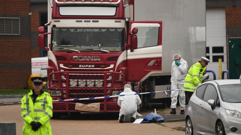 Police and forensics officers in Grays, Essex, last October