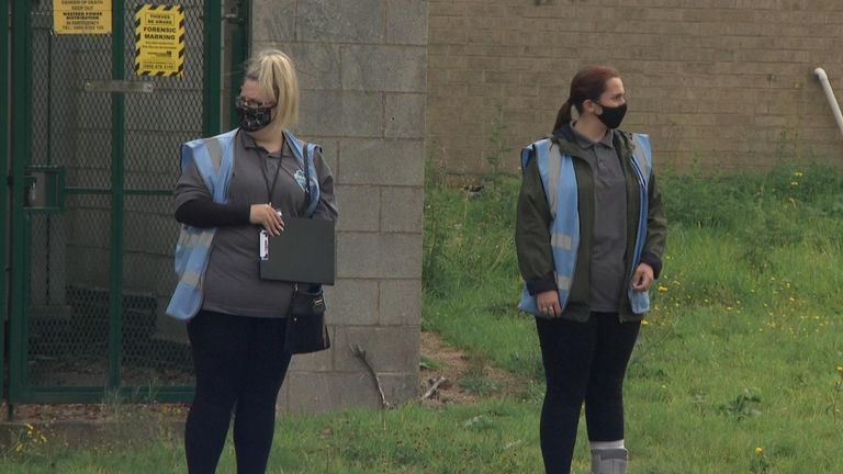 &#39;Covid marshalls&#39; have been working near the factory today