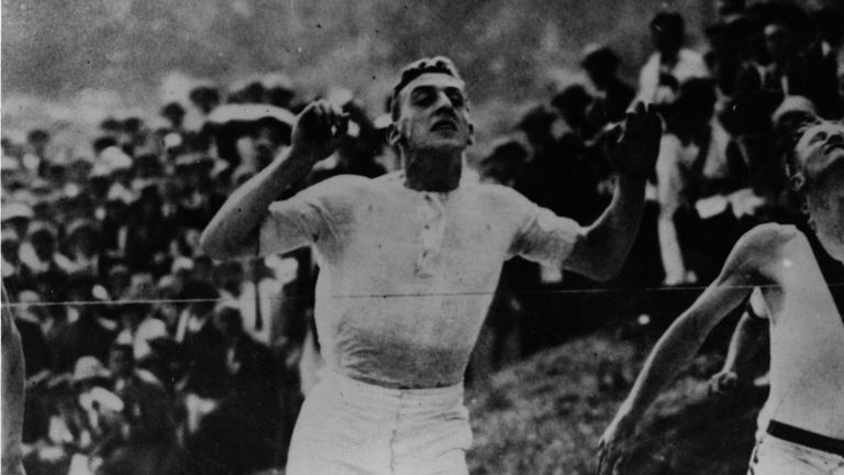 The real Harold Abrahams winning the 100m final in the 1924 Paris Olympics