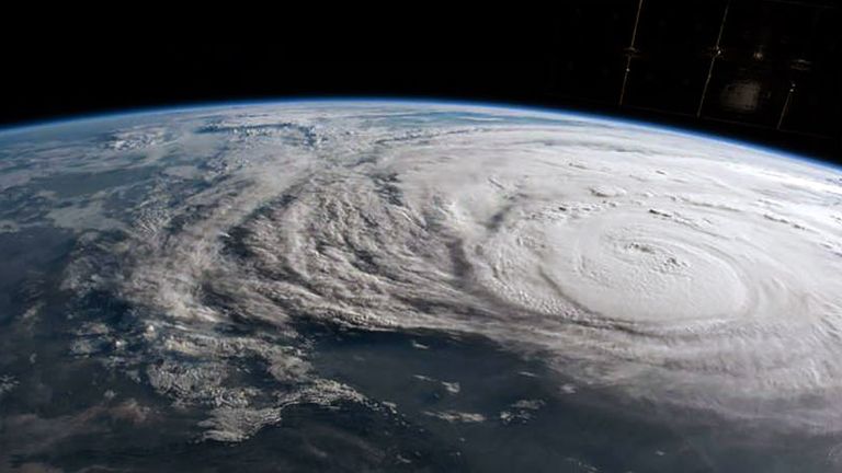 Hurricane Harvey and photographed from the International Space Station as it was bearing down on the Texas coast