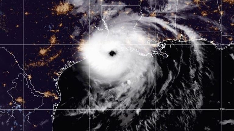 This satellite image shows Hurricane Laura as it churns along the US coast. Pic: National Oceanic and Atmospheric Administration (NOAA)
