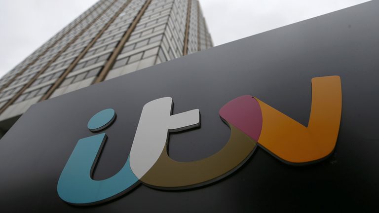 A company sign is displayed outside an ITV studio 