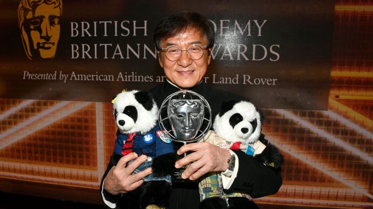 Jackie Chan is seen here at the British Academy Britannia Awards in 2019
