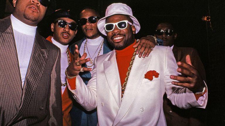 Hip Hop artist Jam Master Jay (centre, in white) was killed in 2002