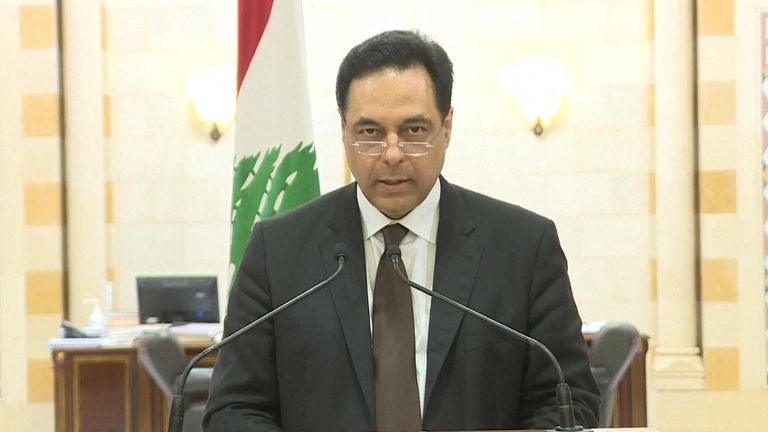 Lebanese prime minister Hassan Diab has announced the resignation of the government during a news conference