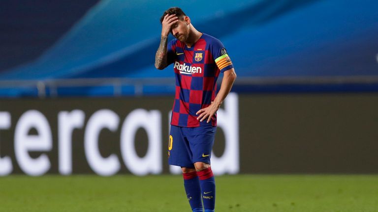 Lionel Messi during Barcelona's Champions League humiliation against Bayern Munich