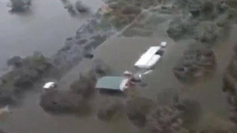 Hurricane Laura&#39;s flood devastation seen from above