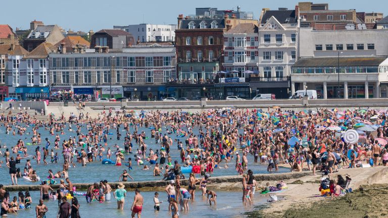 Crowds built up on Margate beach on Friday too as the UK is facing a three day heatwave