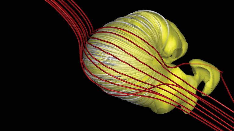 The shape of the bubble protecting our solar system is described by NASA as a 'deflated croissant'. Pic: Opher, et al