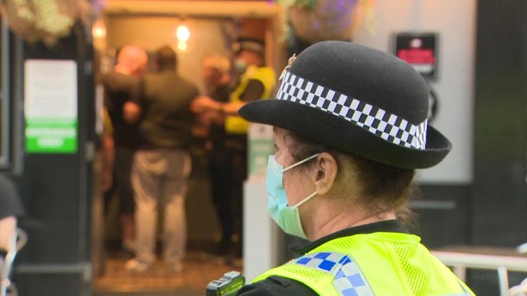 Police are patrolling pubs and bars to make sure they are sticking to the rules