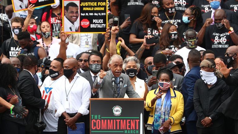 Rev Al Sharpton spoke passionately at the march and called for change