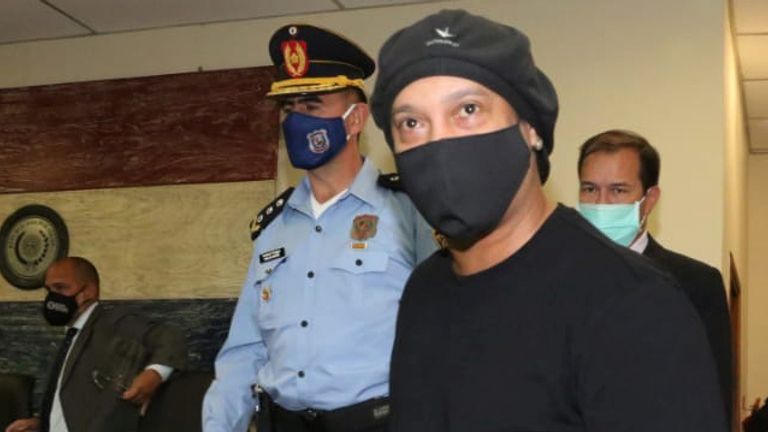 Ronaldinho was in court for the hearing in Asuncion, Paraguay