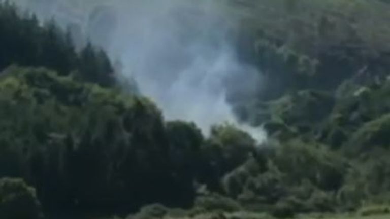 Smoke billows from site of Aberdeenshire train derailment
