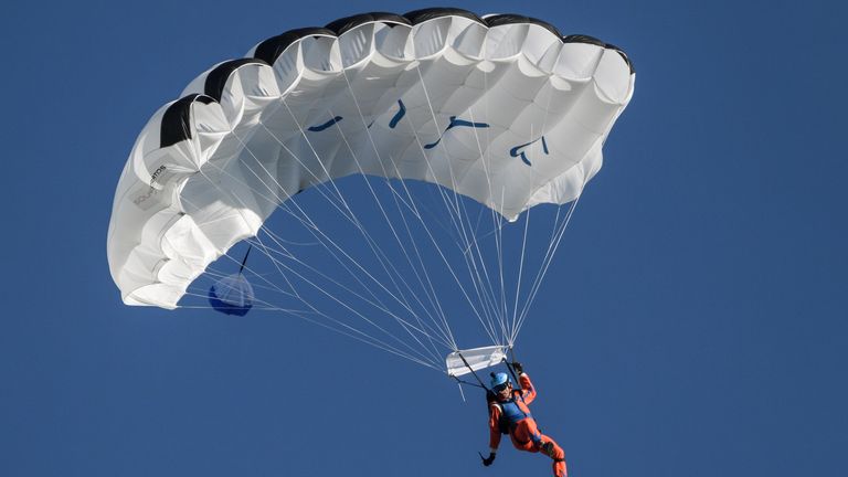 Solarstratos Parachutist Raphael Domjan Makes World S First Jump From Solar Powered Plane Science Tech News Sky News