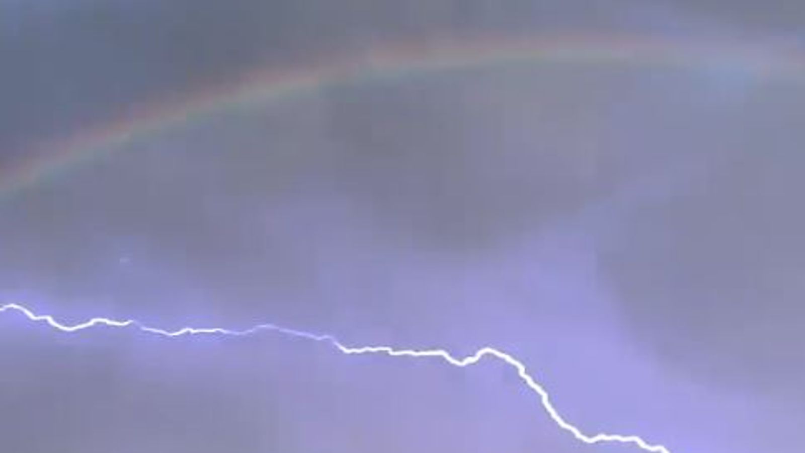 Double Rainbow Joined In Sky By Lightning Strike World News Sky News