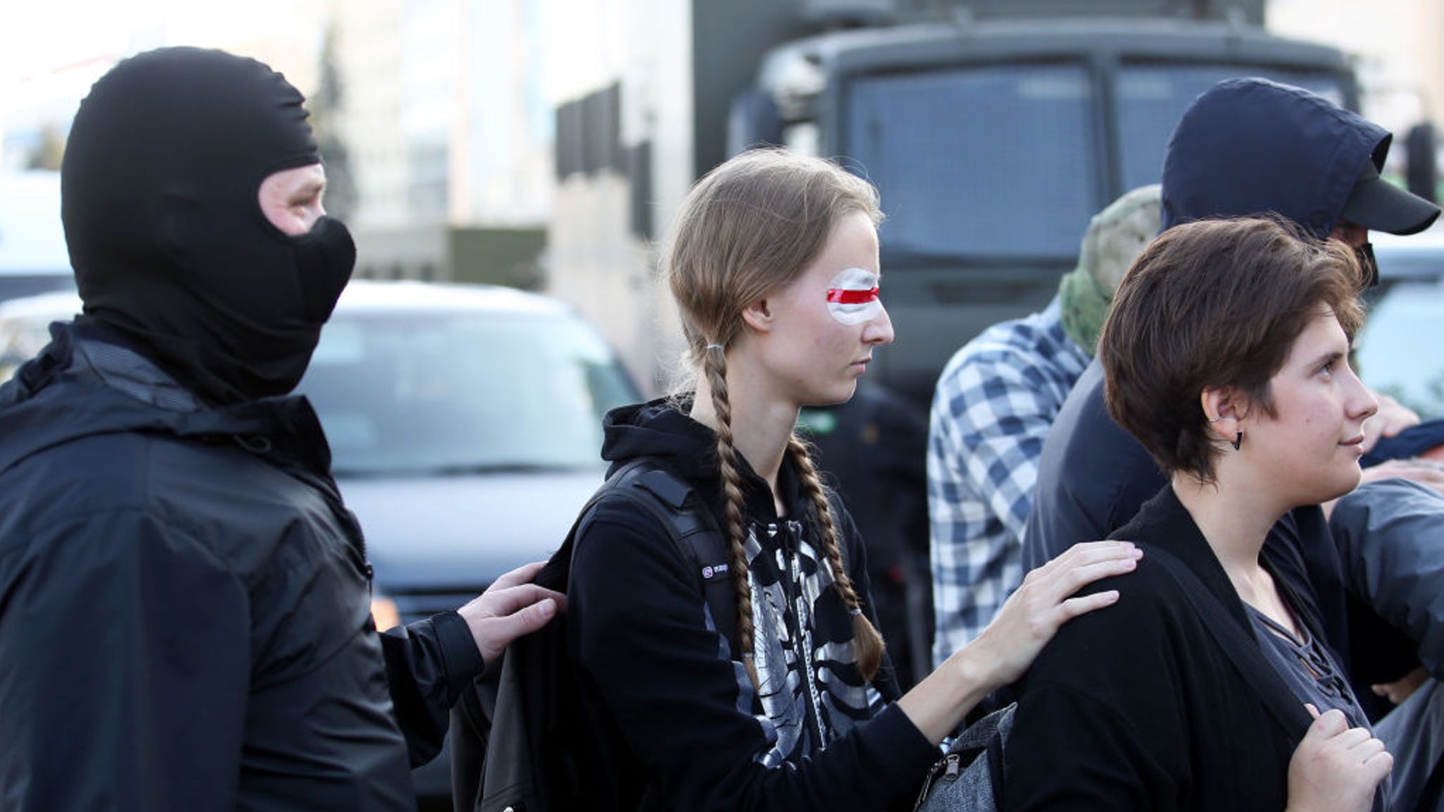 Belarus Tens Of Thousands March Through Minsk Against President   Skynews Belarus Protest Police 5102968 