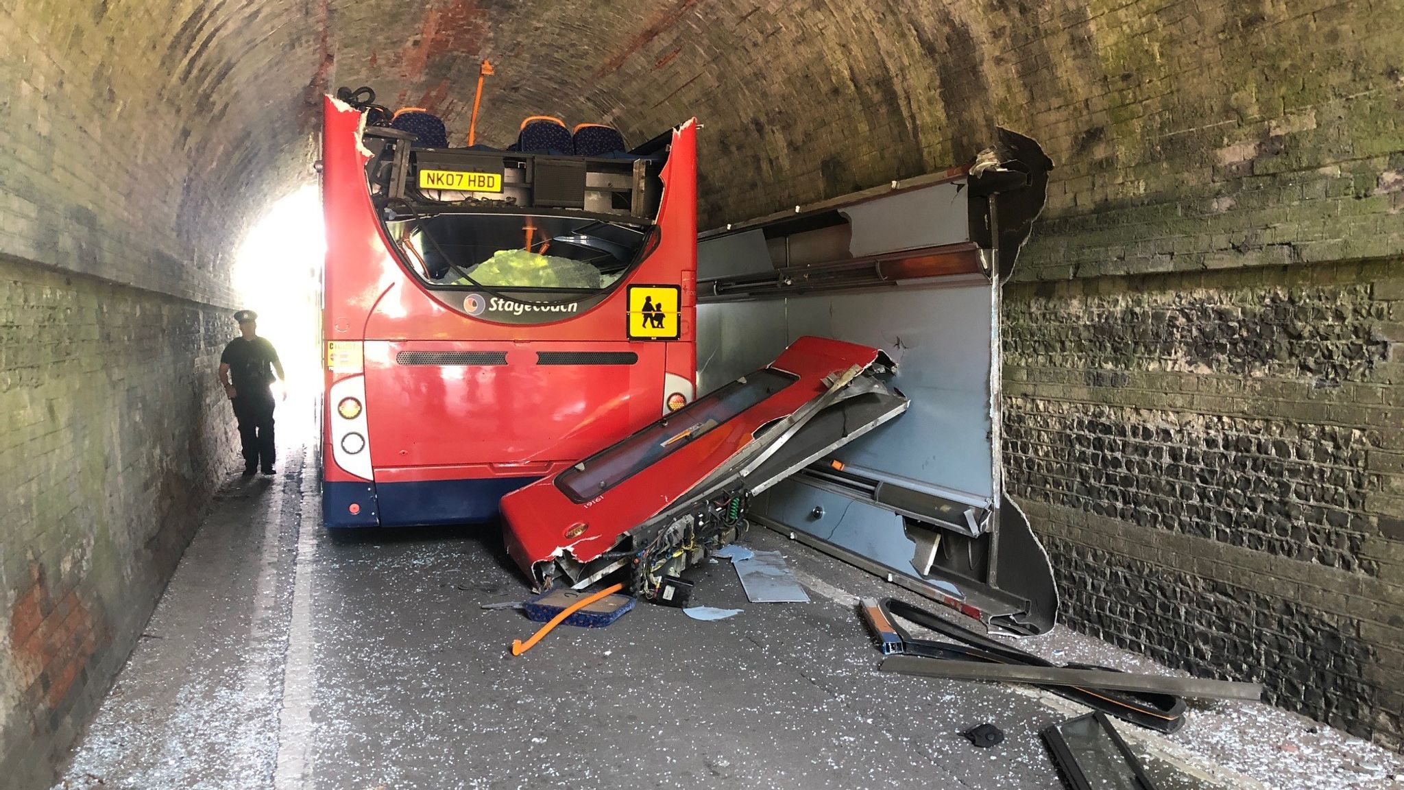 Winchester bus crash 'Massive bang' as roof torn off after hitting