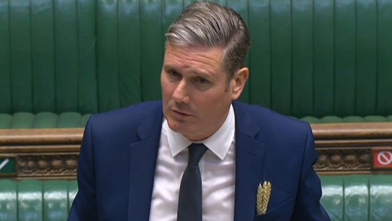 Labour leader Keir Starmer speaks during Prime Minister's Questions in the House of Commons, London.