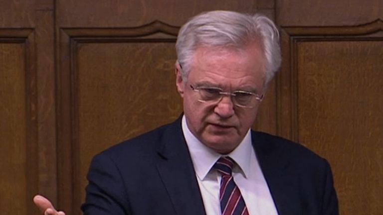 Screen grab of Conservative MP David Davis during second reading of the Coronavirus Bill in the House of Commons.