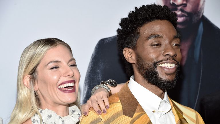 Sienna Miller and Chadwick Boseman ahead of the release of &#39;21 Bridges&#39;