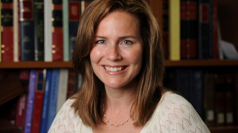 U.S. Court of Appeals for the Seventh Circuit Judge Amy Coney Barrett, a law professor at Notre Dame University, poses in an undated photograph obtained from Notre Dame University September 19, 2020. Matt Cashore/Notre Dame University/Handout via REUTERS. THIS IMAGE HAS BEEN SUPPLIED BY A THIRD PARTY./File Photo