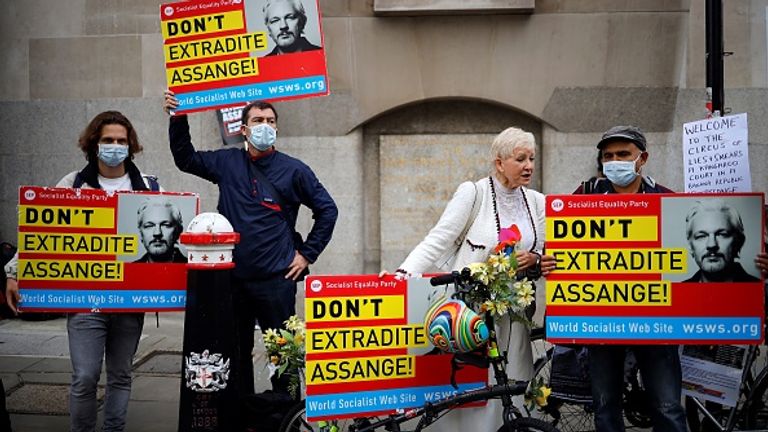 Demonstrators protesting outside the Old Bailey in September