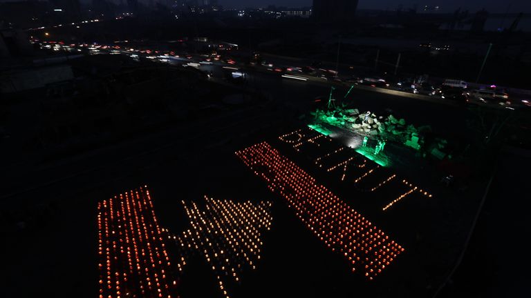Paper lanterns in the shape of a Lebanese flag mark one month since the city&#39;s deadly explosion