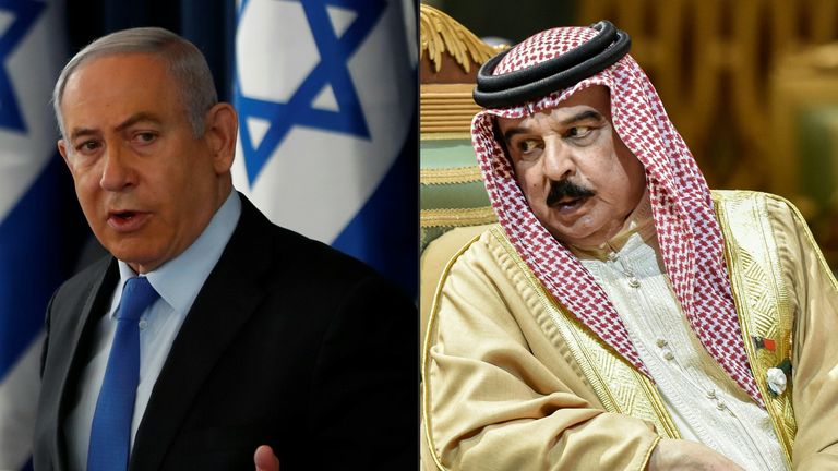 Israel&#39;s Benjamin Netanyahu, and Bahrain&#39;s Salman bin Hamad Al Khalifa. File pic